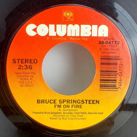 Bruce Springsteen – I'm On Fire Columbia Vinyl, 7" 45 RPM Single Promo 1985 - Picture 4 of 5